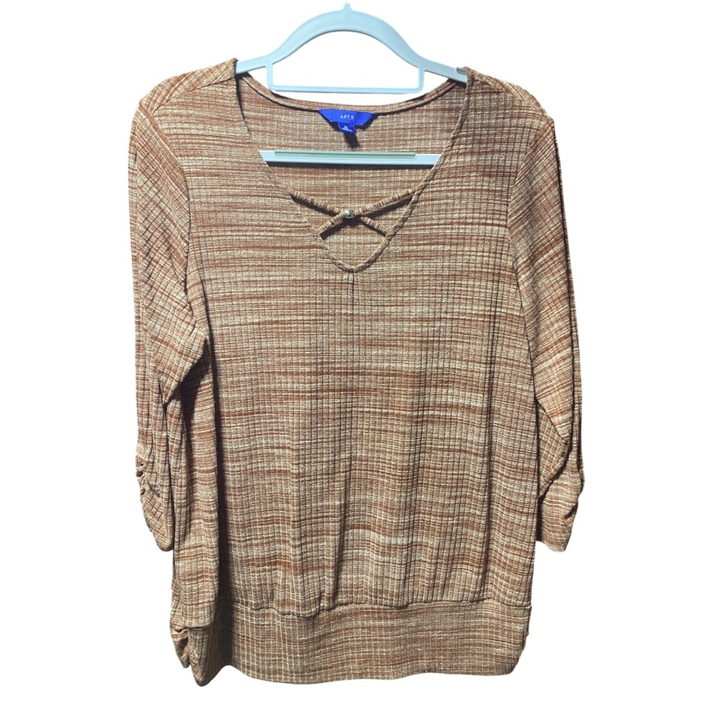 Apt. 9 Women's Brown Crisscross Long Sleeve Top - Picture 2 of 7